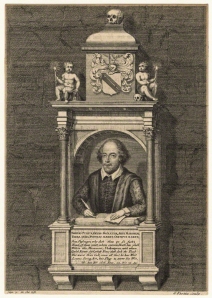 NPG D21013; Monument to William Shakespeare in Holy Trinity Church, Stratford-upon-Avon by George Vertue, after  Gerard Johnson